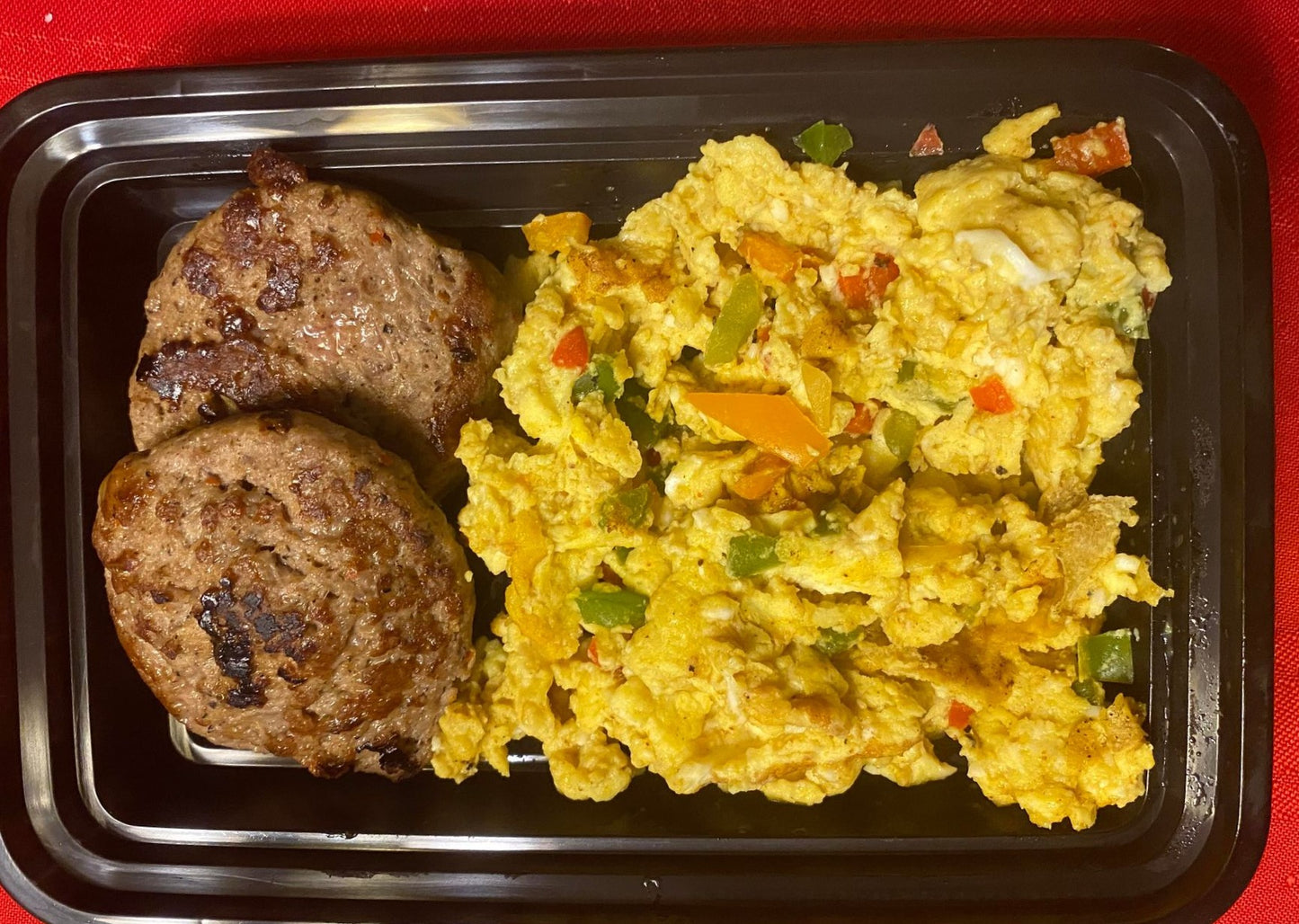 MINI MEALS Gluten-Free/Keto Low Carb/Low Calorie -_Breakfast Eggs W/ 2 Turkey Sausage (302 Calories, 9g Carbs, 6g Fat, 30g Protein)