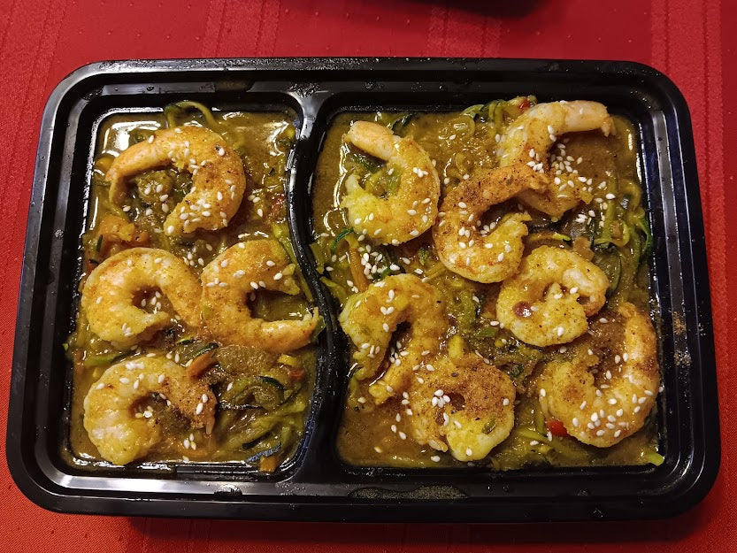 Pescatarian/Low Carb/Low Calorie/Keto/Gluten-Free_ Shrimp Teriyaki Zucchini Noodles (305 Calories, 25g Carbs, 8g Fat, 22g Protein