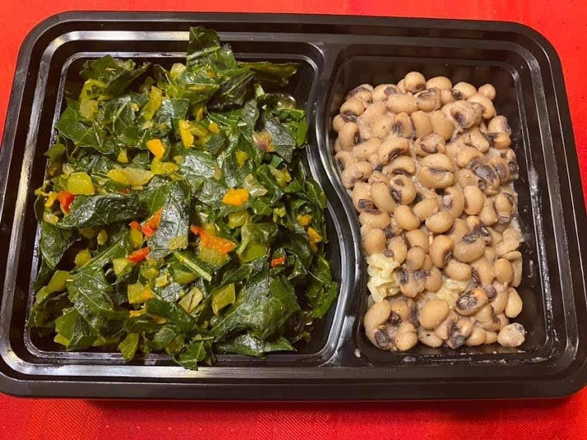 VEGAN_ Low Carb/Low Calorie/Gluten-Free - Collard Greens w_ Blackeyed Peas over Brown Rice (215 Calories, 22g Carbs, 10g Fat, 12g Protein)
