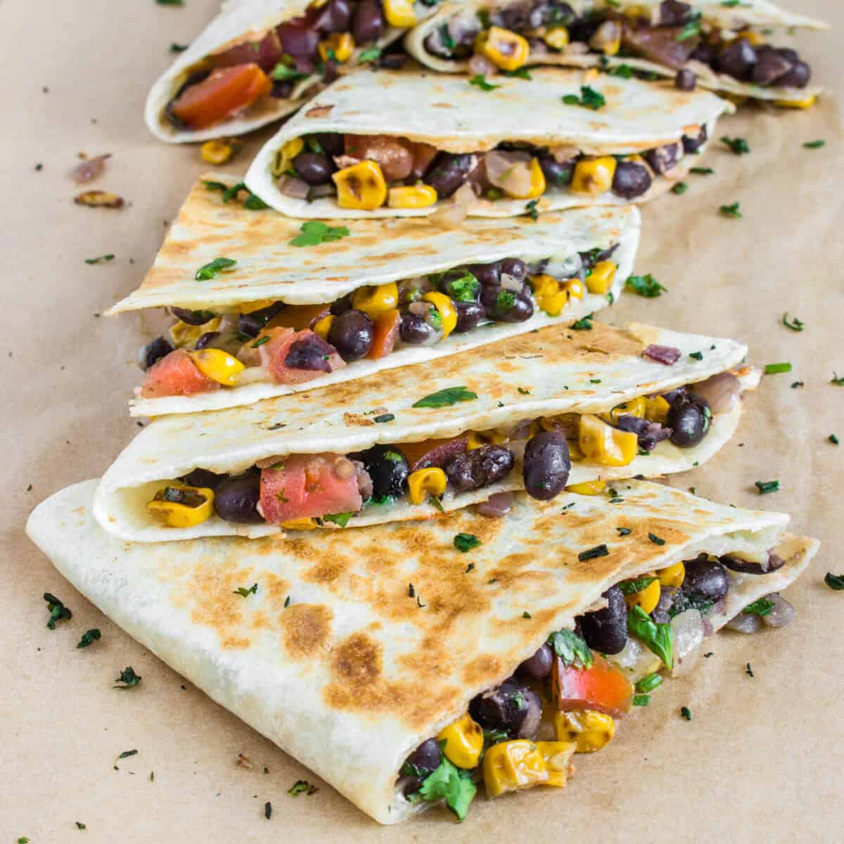 (MINI_ VEGAN_ Low Carb/Low Calorie/Gluten-Free - Vegan Quesadilla w/Black Beans (125 Calories,19g Carbs, 3.5g Fat, 7g Protein)