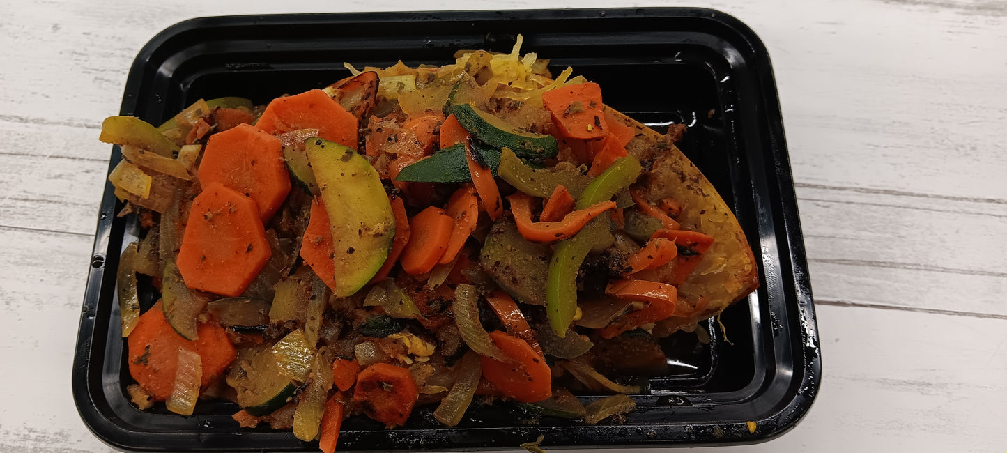 VEGAN MINI MEAL_ Low Carb/Low Calorie - Coach V's Veggie Stuffed Spaghetti Squash (145 Calories, 16g Carbs, 2g Fat, 12g Protein)