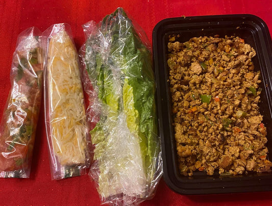 MINI _MEALS Low Carb/Low Calorie/Keto - Ground Turkey Lettuce Tacos w_Fresh Pico & Shredded Cheese (285 Calories, 12g Carbs, 12.5g Fat, 28g Protein)