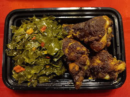MINI MEAL_ Low Carb/Low Calorie/Keto/Gluten-Free - Roasted Wings w. Fresh Collard Greens (174 Calories, 0g Carbs, 10.35g Fat, 13g Protein)
