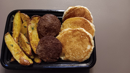 Mini Meal_Handmade Pancakes, Potato Wedges & Turkey Sausages(2)